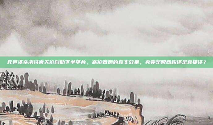 斥巨资亲测抖音天价自助下单平台,高价背后的真实效果,究竟是智商税还是真捷径?