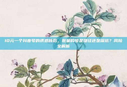 10元一个抖音号的诱惑背后,批量购号是捷径还是深坑?风险全解析