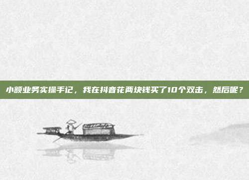 小额业务实操手记,我在抖音花两块钱买了10个双击,然后呢?