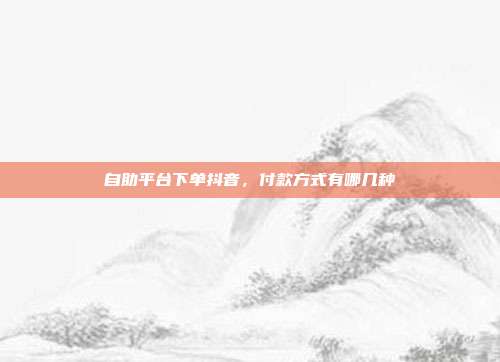 自助平台下单抖音，付款方式有哪几种