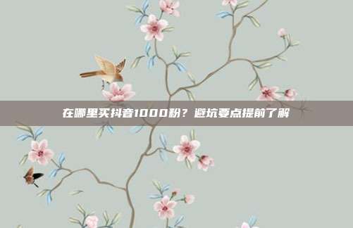 在哪里买抖音1000粉？避坑要点提前了解