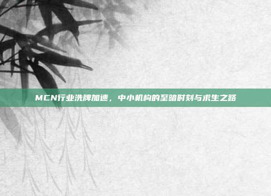 MCN行业洗牌加速,中小机构的至暗时刻与求生之路