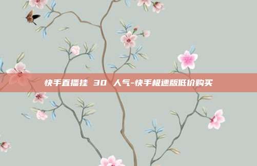 快手直播挂 30 人气-快手极速版低价购买