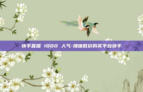 快手直播 1000 人气-媒体低价购买平台快手