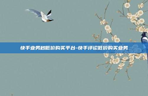 快手业务秒低价购买平台-快手评论低价购买业务