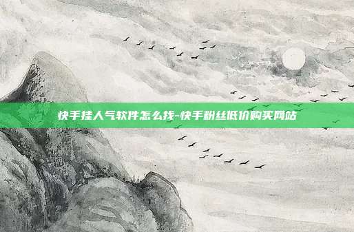 快手挂人气软件怎么找-快手粉丝低价购买网站