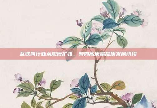 互联网行业从规模扩张，转向高质量提质发展阶段