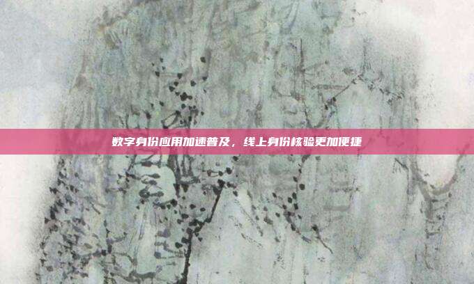 数字身份应用加速普及,线上身份核验更加便捷