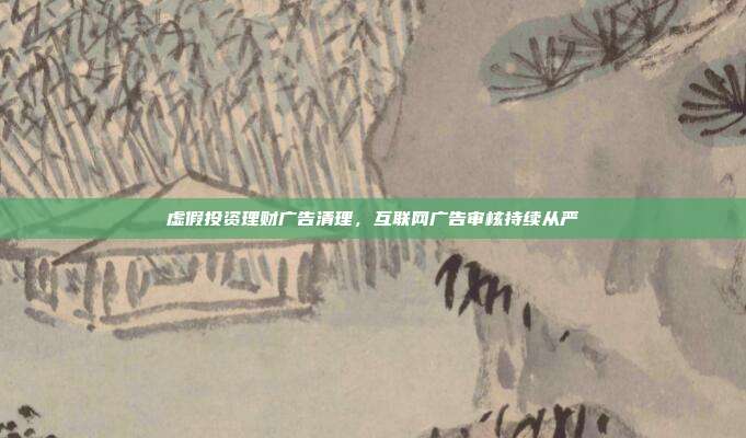 虚假投资理财广告清理,互联网广告审核持续从严