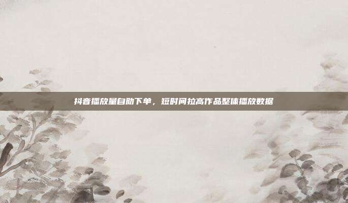 抖音播放量自助下单，短时间拉高作品整体播放数据