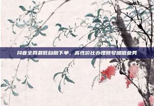 抖音全网最低自助下单,高性价比办理账号增值业务
