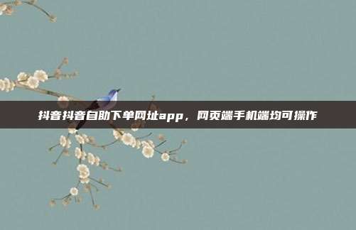 抖音抖音自助下单网址app，网页端手机端均可操作