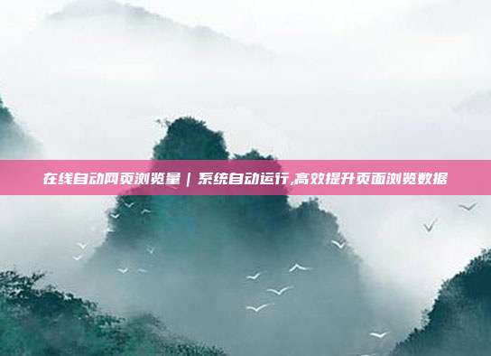 在线自动网页浏览量｜系统自动运行,高效提升页面浏览数据