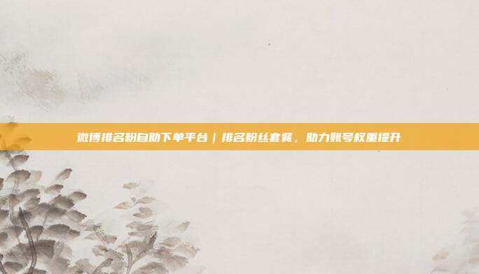 微博排名粉自助下单平台｜排名粉丝套餐，助力账号权重提升