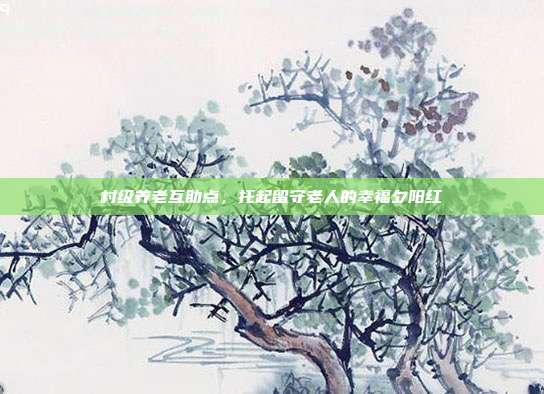 村级养老互助点,托起留守老人的幸福夕阳红