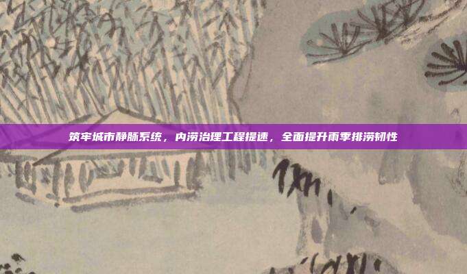 筑牢城市静脉系统，内涝治理工程提速，全面提升雨季排涝韧性