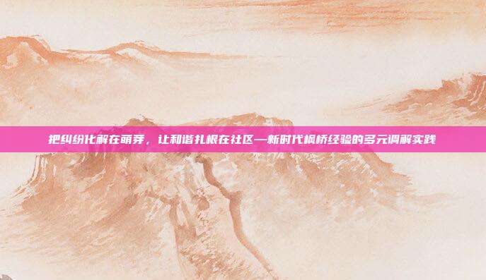 把纠纷化解在萌芽，让和谐扎根在社区—新时代枫桥经验的多元调解实践
