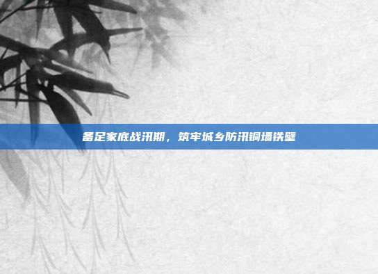 备足家底战汛期，筑牢城乡防汛铜墙铁壁