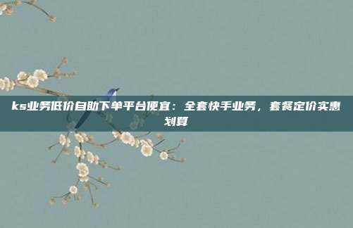 ks业务低价自助下单平台便宜：全套快手业务，套餐定价实惠划算