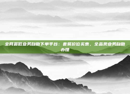 全网最低业务自助下单平台:套餐价位实惠,全品类业务自助办理