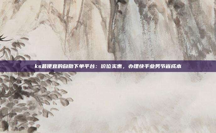 ks最便宜的自助下单平台:价位实惠,办理快手业务节省成本