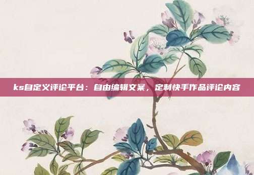 ks自定义评论平台：自由编辑文案，定制快手作品评论内容