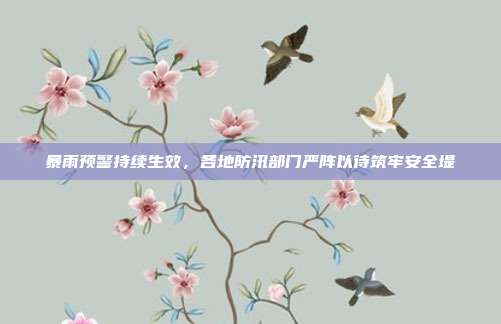 暴雨预警持续生效,各地防汛部门严阵以待筑牢安全堤