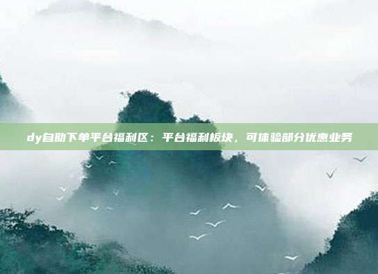 dy自助下单平台福利区:平台福利板块,可体验部分优惠业务