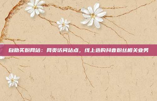 自助买粉网站:网页访问站点,线上选购抖音粉丝相关业务