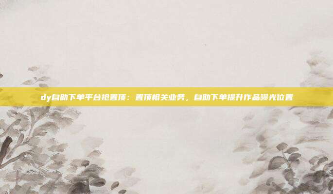 dy自助下单平台抢置顶:置顶相关业务,自助下单提升作品曝光位置
