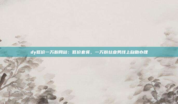 dy低价一万粉网站:低价套餐,一万粉丝业务线上自助办理