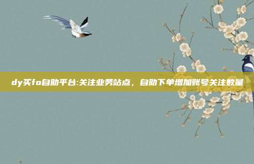 dy买fo自助平台:关注业务站点,自助下单增加账号关注数量