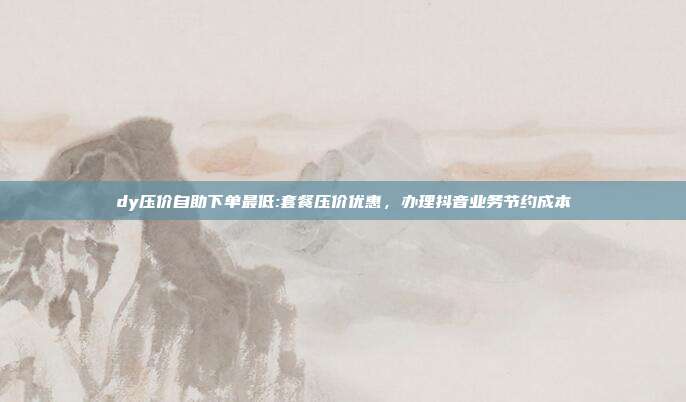 dy压价自助下单最低:套餐压价优惠,办理抖音业务节约成本