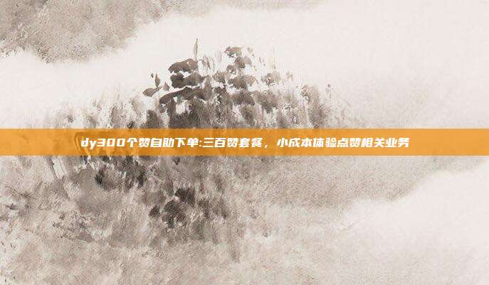 dy300个赞自助下单:三百赞套餐，小成本体验点赞相关业务