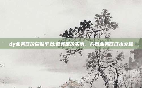 dy业务低价自助平台:套餐定价实惠，抖音业务低成本办理