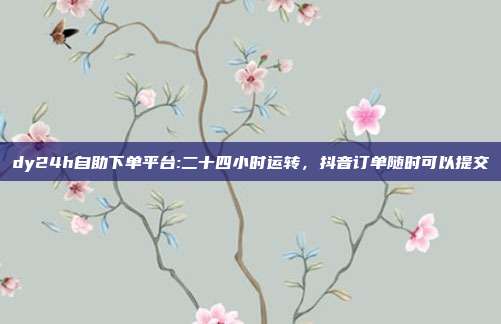 dy24h自助下单平台:二十四小时运转,抖音订单随时可以提交