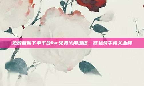 免费自助下单平台ks:免费试用通道，体验快手相关业务