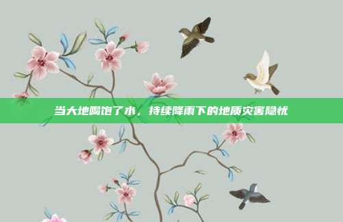 当大地喝饱了水，持续降雨下的地质灾害隐忧
