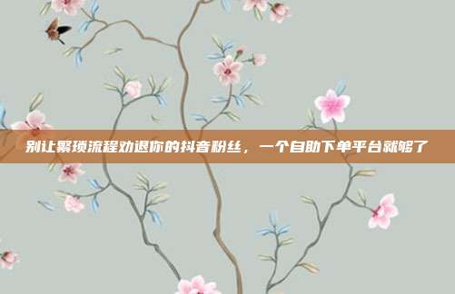 别让繁琐流程劝退你的抖音粉丝，一个自助下单平台就够了