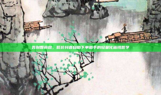告别智商税，低价抖音自助下单助手的轻量化省钱哲学