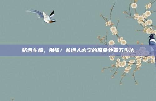 路遇车祸，别慌！普通人必学的保命处置五步法