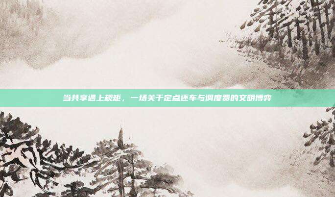当共享遇上规矩，一场关于定点还车与调度费的文明博弈
