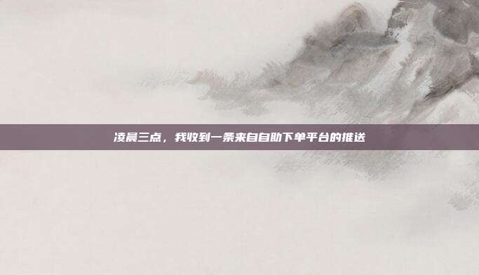 凌晨三点,我收到一条来自自助下单平台的推送