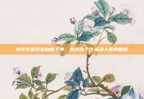 快手作品双击自助下单,告别发个作品没人看的尴尬