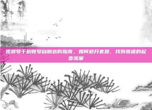 视频号千粉账号自助选购指南，如何避开套路，找到靠谱的起步流量