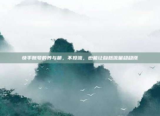 快手账号的养与耕，不投流，也能让自然流量稳稳涨