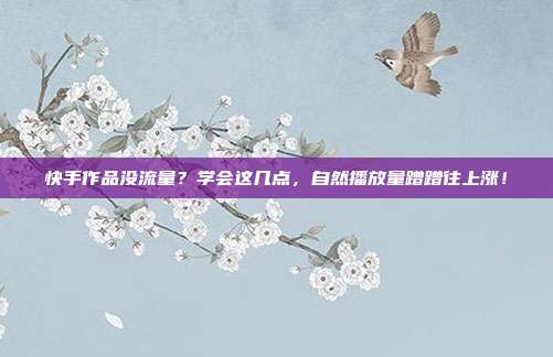 快手作品没流量？学会这几点，自然播放量蹭蹭往上涨！