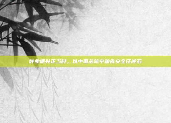 种业振兴正当时,以中国芯筑牢粮食安全压舱石