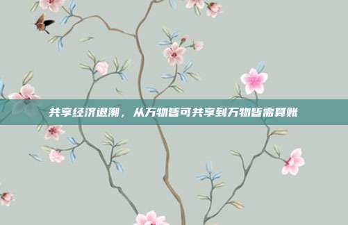 共享经济退潮，从万物皆可共享到万物皆需算账