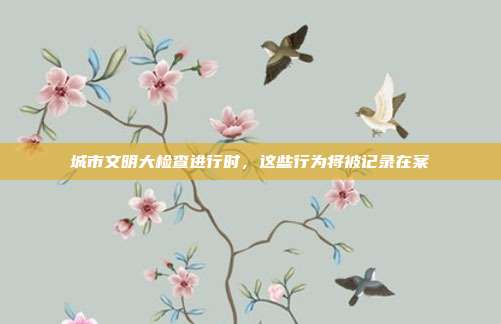 城市文明大检查进行时，这些行为将被记录在案